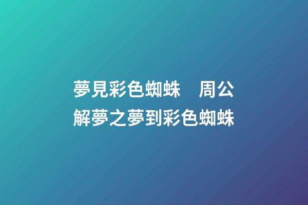 夢見彩色蜘蛛　周公解夢之夢到彩色蜘蛛